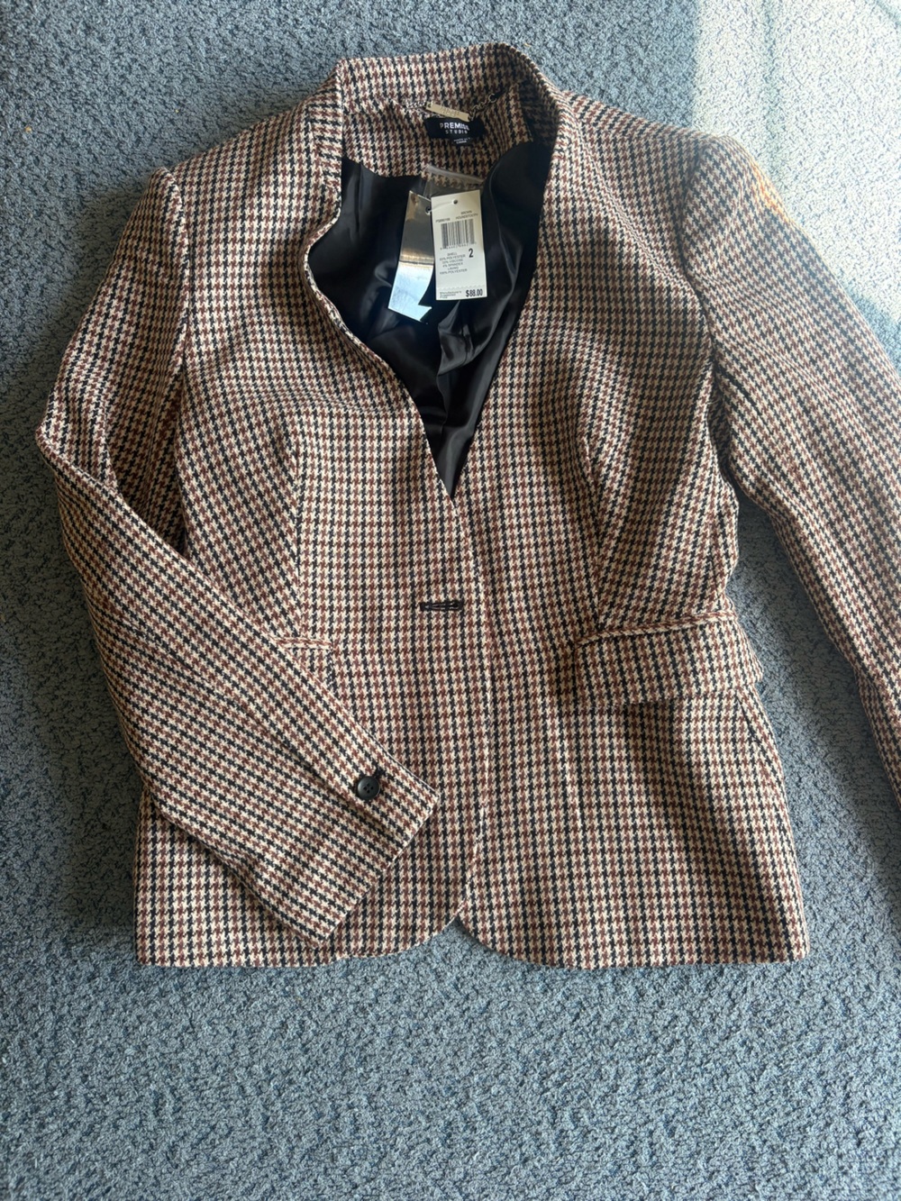 Premise Brown & Black Houndstooth Blazer